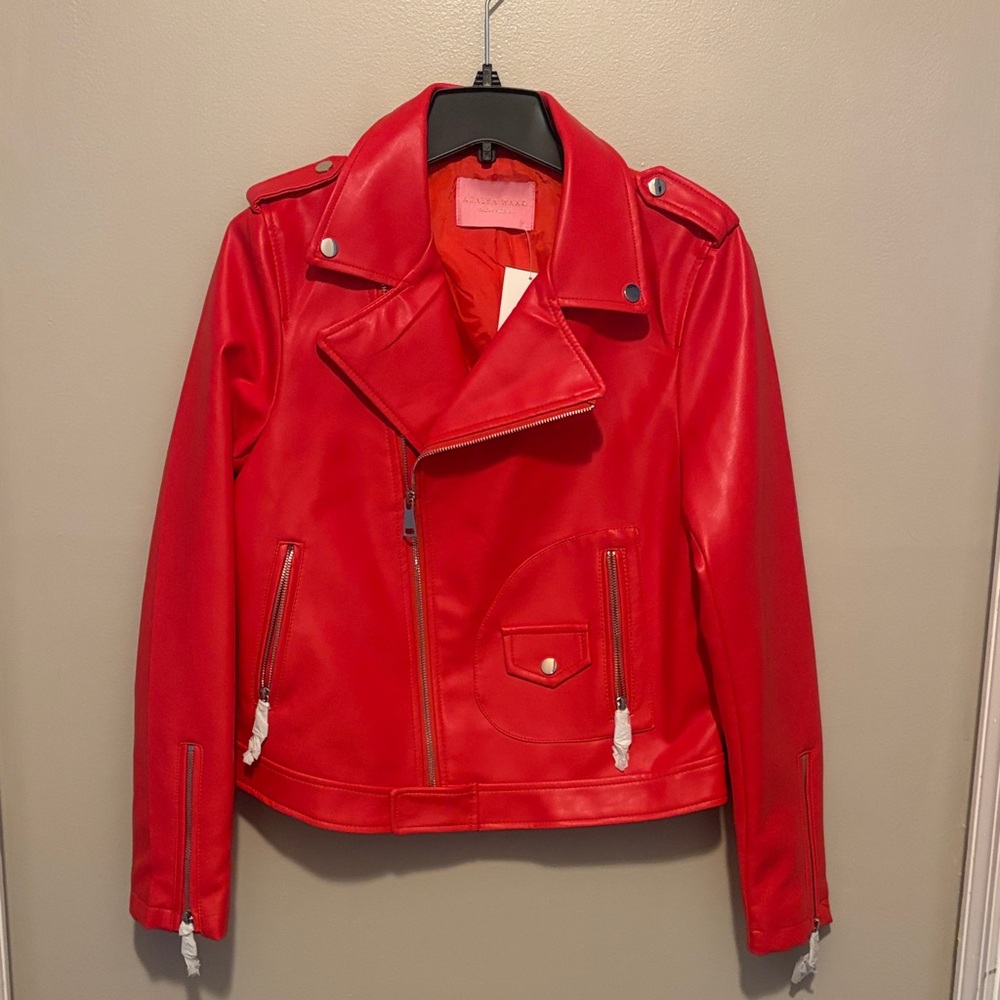 Women's Red Faux Leather Moto Jacket ♥️